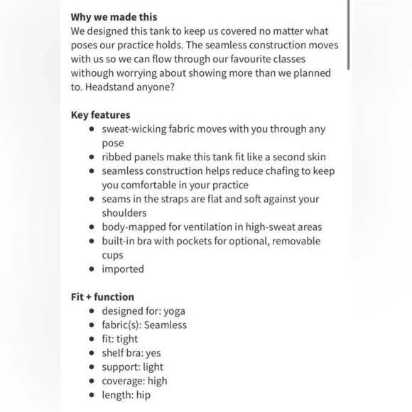 Lululemon sz 8 Seamlessly Covered Tank heathered Ultra Violet with pads EUC - Picture 9 of 14